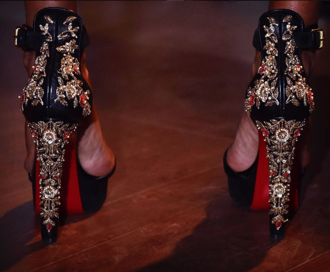 Sabyasachi Collection - Floral embroidered heels by Louboutin